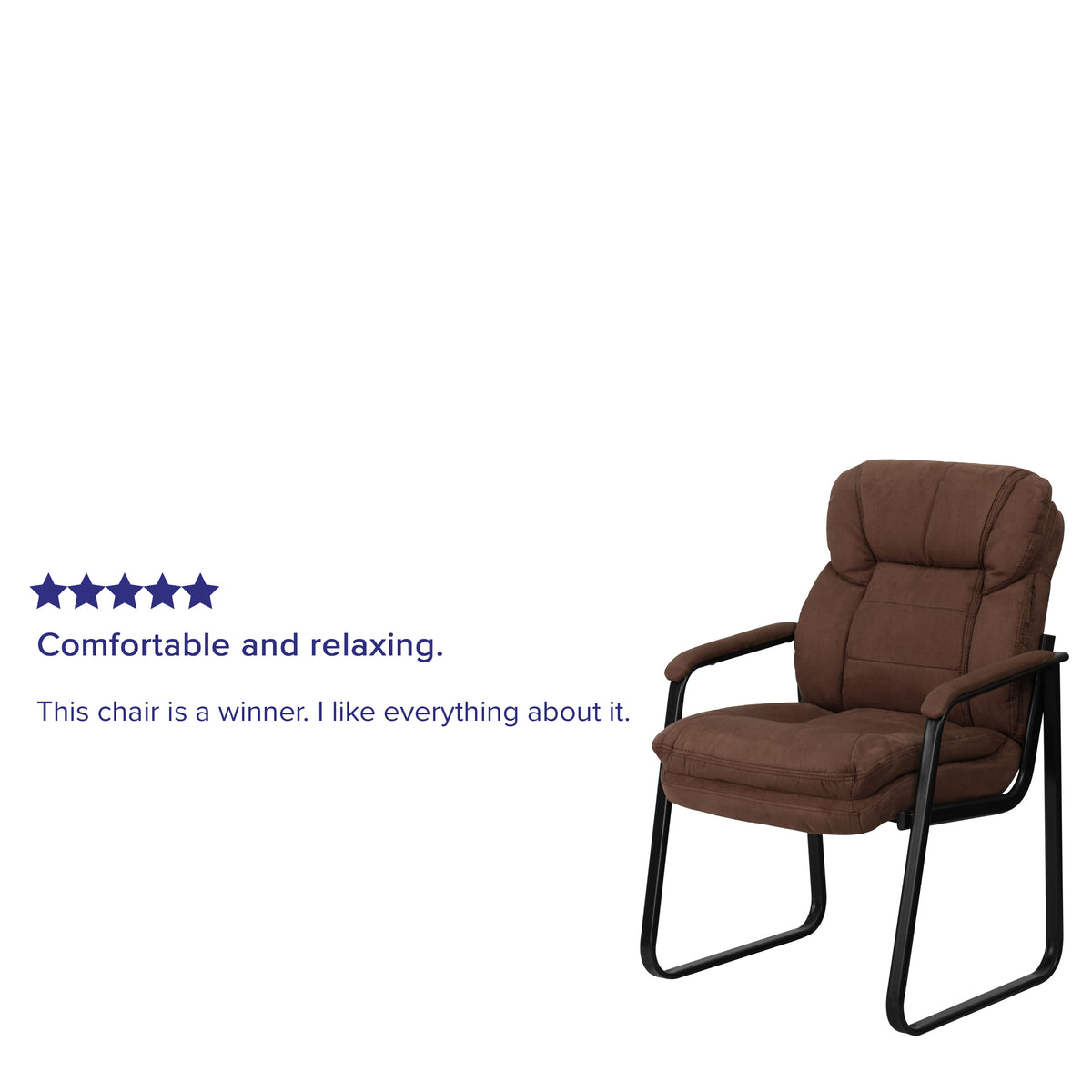 Isla Brown Microfiber Executive Side Reception Chair with Lumbar Support and Sled Base