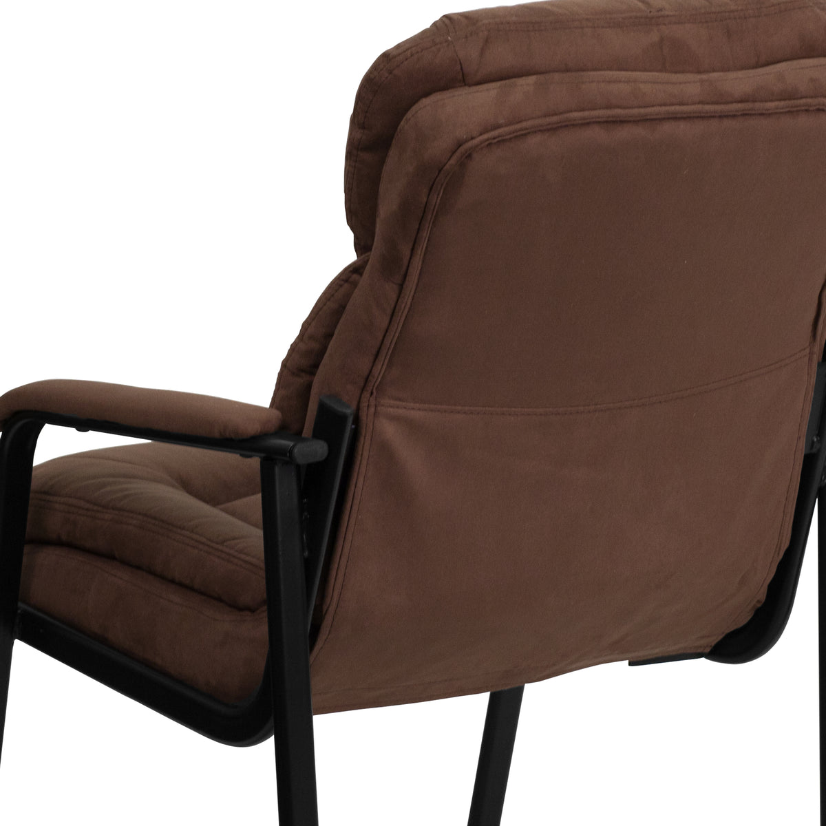 Isla Brown Microfiber Executive Side Reception Chair with Lumbar Support and Sled Base