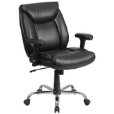 HERCULES Series Big & Tall 400 lb. Rated Black LeatherSoft Deep Tufted Ergonomic Task Office Chair with Adjustable Arms