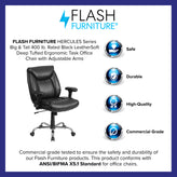 HERCULES Series Big & Tall 400 lb. Rated Black LeatherSoft Deep Tufted Ergonomic Task Office Chair with Adjustable Arms