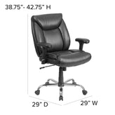 HERCULES Series Big & Tall 400 lb. Rated Black LeatherSoft Deep Tufted Ergonomic Task Office Chair with Adjustable Arms