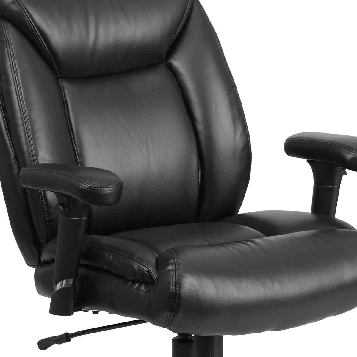HERCULES Series Big & Tall 400 lb. Rated Black LeatherSoft Deep Tufted Ergonomic Task Office Chair with Adjustable Arms