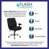HERCULES Series Big & Tall 400 lb. Rated Black Fabric Deep Tufted Swivel Ergonomic Task Office Chair with Adjustable Arms