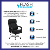 HERCULES Series 24/7 Intensive Use Big & Tall 500 lb. Rated Black Fabric Executive Ergonomic Office Chair with Loop Arms