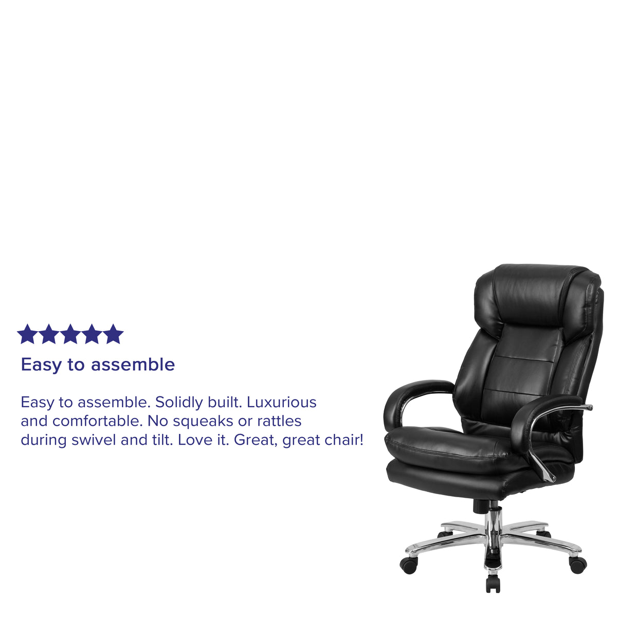 Big & Tall Office Chair | Black LeatherSoft Swivel Executive Desk Chair with Wheels