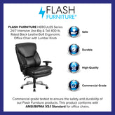HERCULES Series 24/7 Intensive Use Big & Tall 400 lb. Rated Black LeatherSoft Ergonomic Office Chair with Lumbar Knob