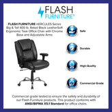 HERCULES Series Big & Tall 400 lb. Rated Black LeatherSoft Ergonomic Task Office Chair with Chrome Base and Adjustable Arms