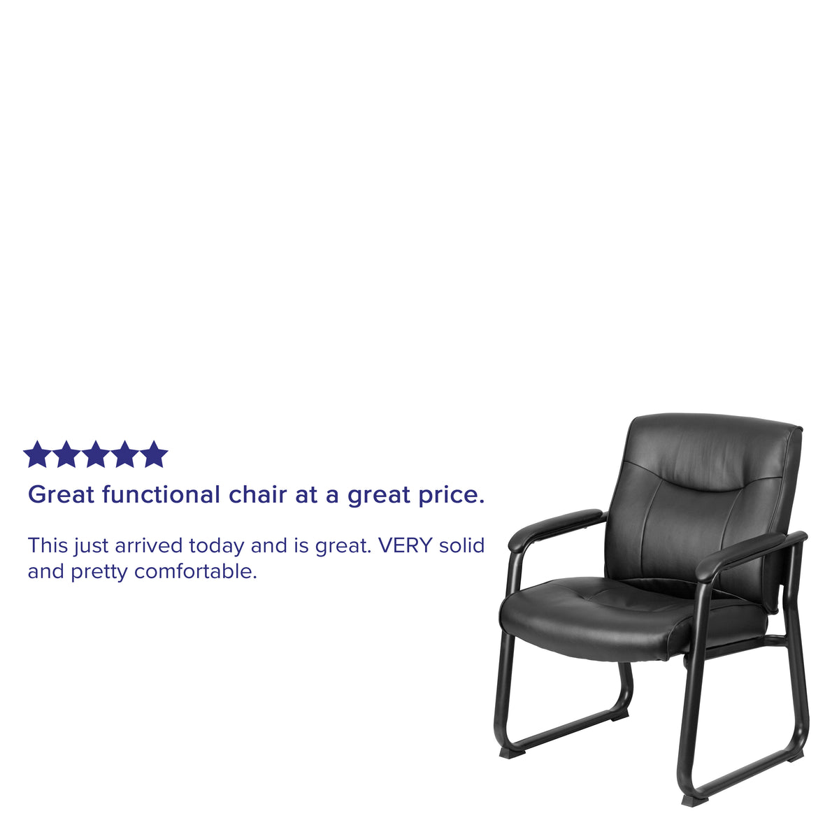 HERCULES Series Big & Tall 500 lb. Rated Black LeatherSoft Executive Side Reception Chair with Sled Base