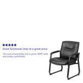 HERCULES Series Big & Tall 500 lb. Rated Black LeatherSoft Executive Side Reception Chair with Sled Base