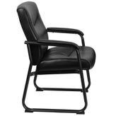 HERCULES Series Big & Tall 500 lb. Rated Black LeatherSoft Executive Side Reception Chair with Sled Base