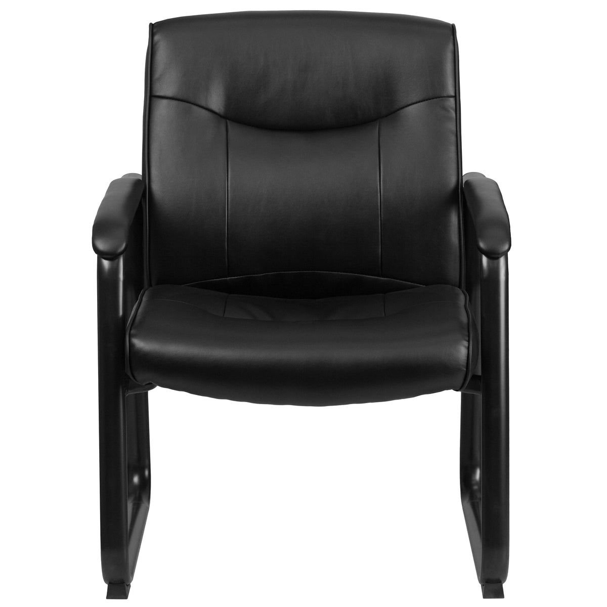 HERCULES Series Big & Tall 500 lb. Rated Black LeatherSoft Executive Side Reception Chair with Sled Base