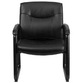 HERCULES Series Big & Tall 500 lb. Rated Black LeatherSoft Executive Side Reception Chair with Sled Base