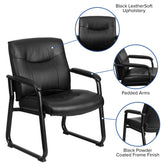 HERCULES Series Big & Tall 500 lb. Rated Black LeatherSoft Executive Side Reception Chair with Sled Base