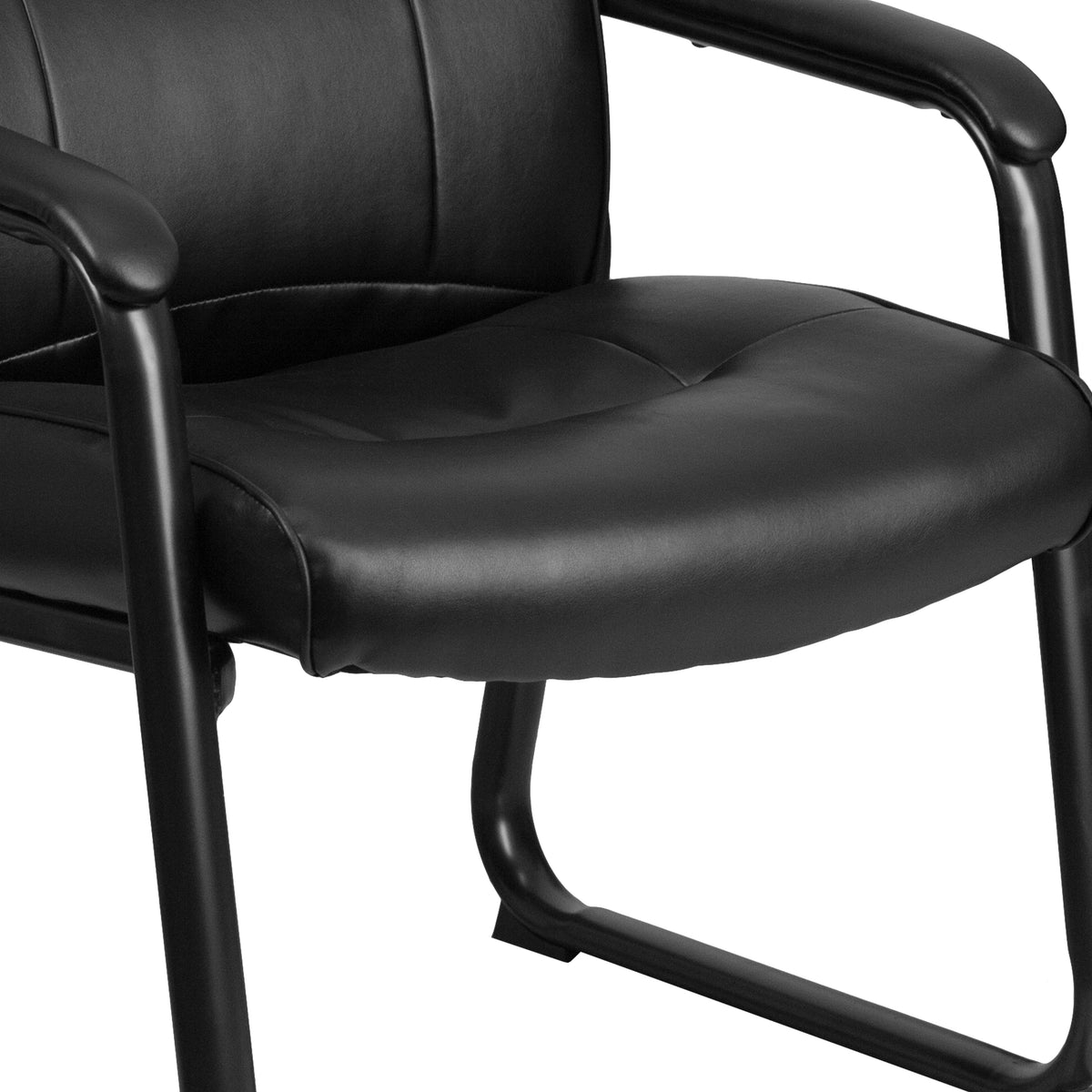 HERCULES Series Big & Tall 500 lb. Rated Black LeatherSoft Executive Side Reception Chair with Sled Base