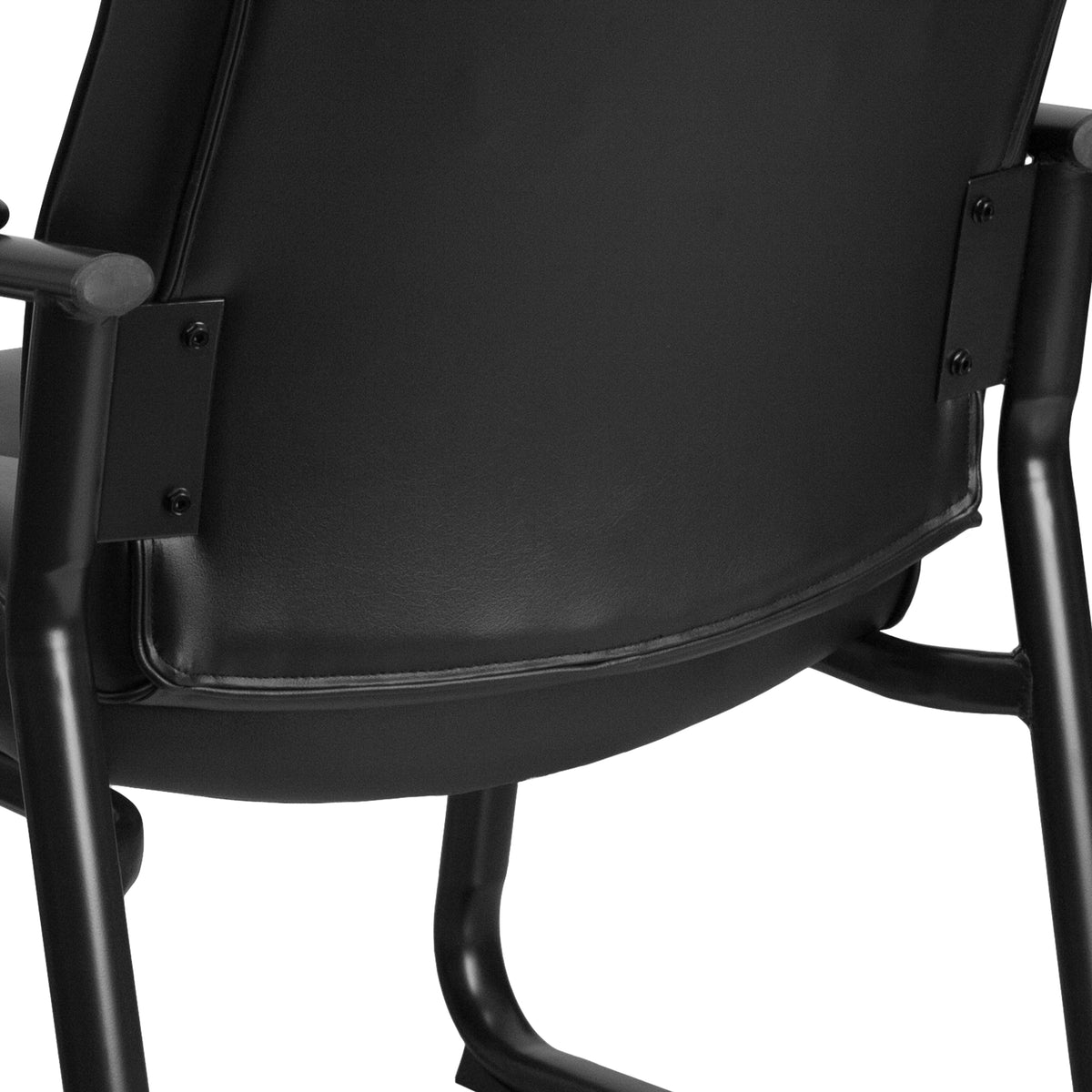 HERCULES Series Big & Tall 500 lb. Rated Black LeatherSoft Executive Side Reception Chair with Sled Base