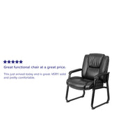 Reception Chairs | Black LeatherSoft Side Chairs for Reception and Office