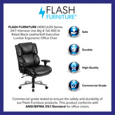 HERCULES Series 24/7 Intensive Use Big & Tall 400 lb. Rated Black LeatherSoft Executive Lumbar Ergonomic Office Chair