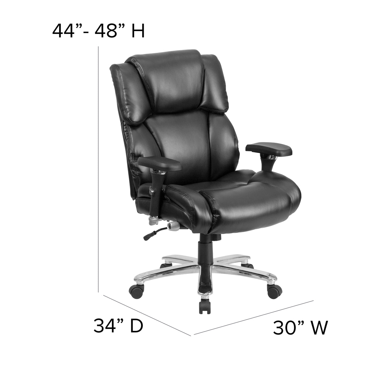 HERCULES Series 24/7 Intensive Use Big & Tall 400 lb. Rated Black LeatherSoft Executive Lumbar Ergonomic Office Chair