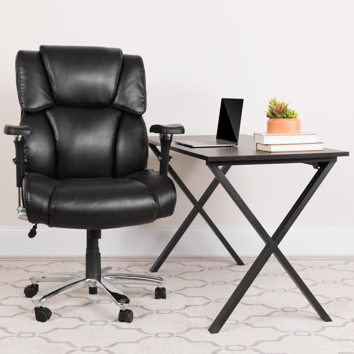HERCULES Series 24/7 Intensive Use Big & Tall 400 lb. Rated Black LeatherSoft Executive Lumbar Ergonomic Office Chair