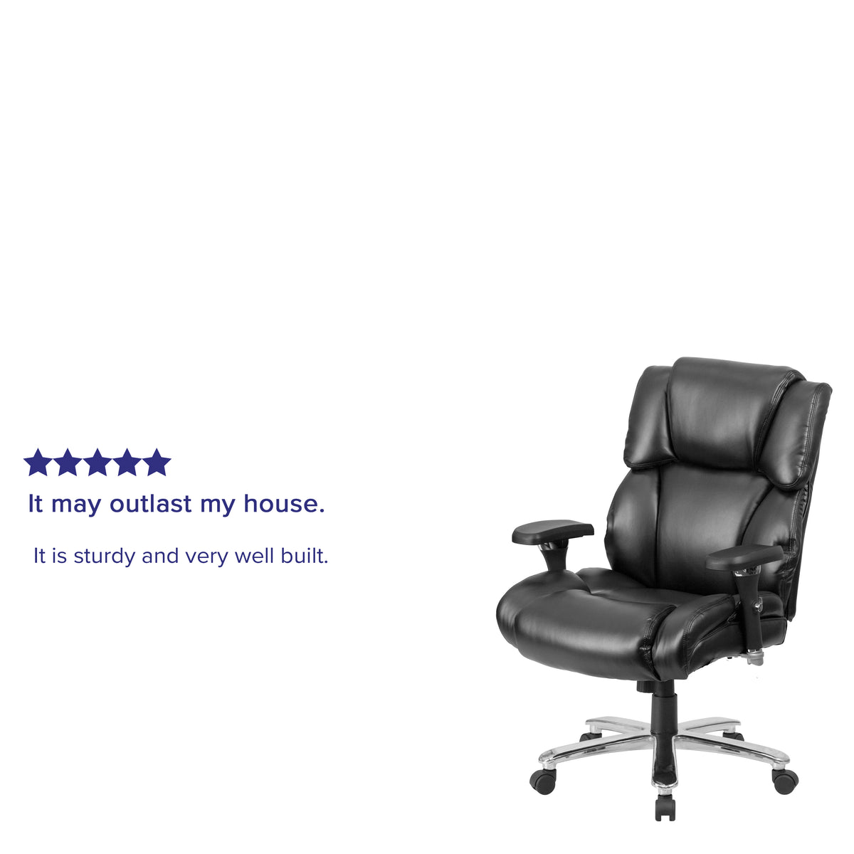 HERCULES Series 24/7 Intensive Use Big & Tall 400 lb. Rated Black LeatherSoft Executive Lumbar Ergonomic Office Chair