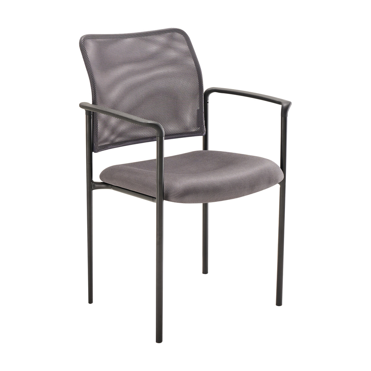 Jana Comfort Gray Mesh Stackable Steel Side Chair with Arms