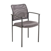 Jana Comfort Gray Mesh Stackable Steel Side Chair with Arms