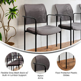 Jana Comfort Gray Mesh Stackable Steel Side Chair with Arms