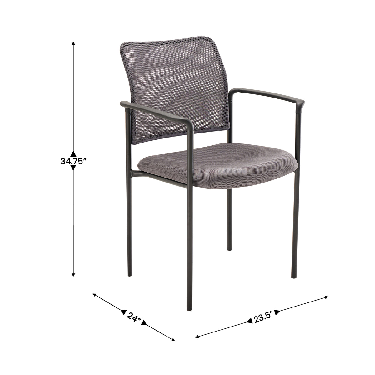 Jana Comfort Gray Mesh Stackable Steel Side Chair with Arms