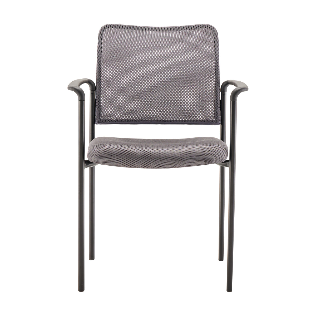 Jana Comfort Gray Mesh Stackable Steel Side Chair with Arms