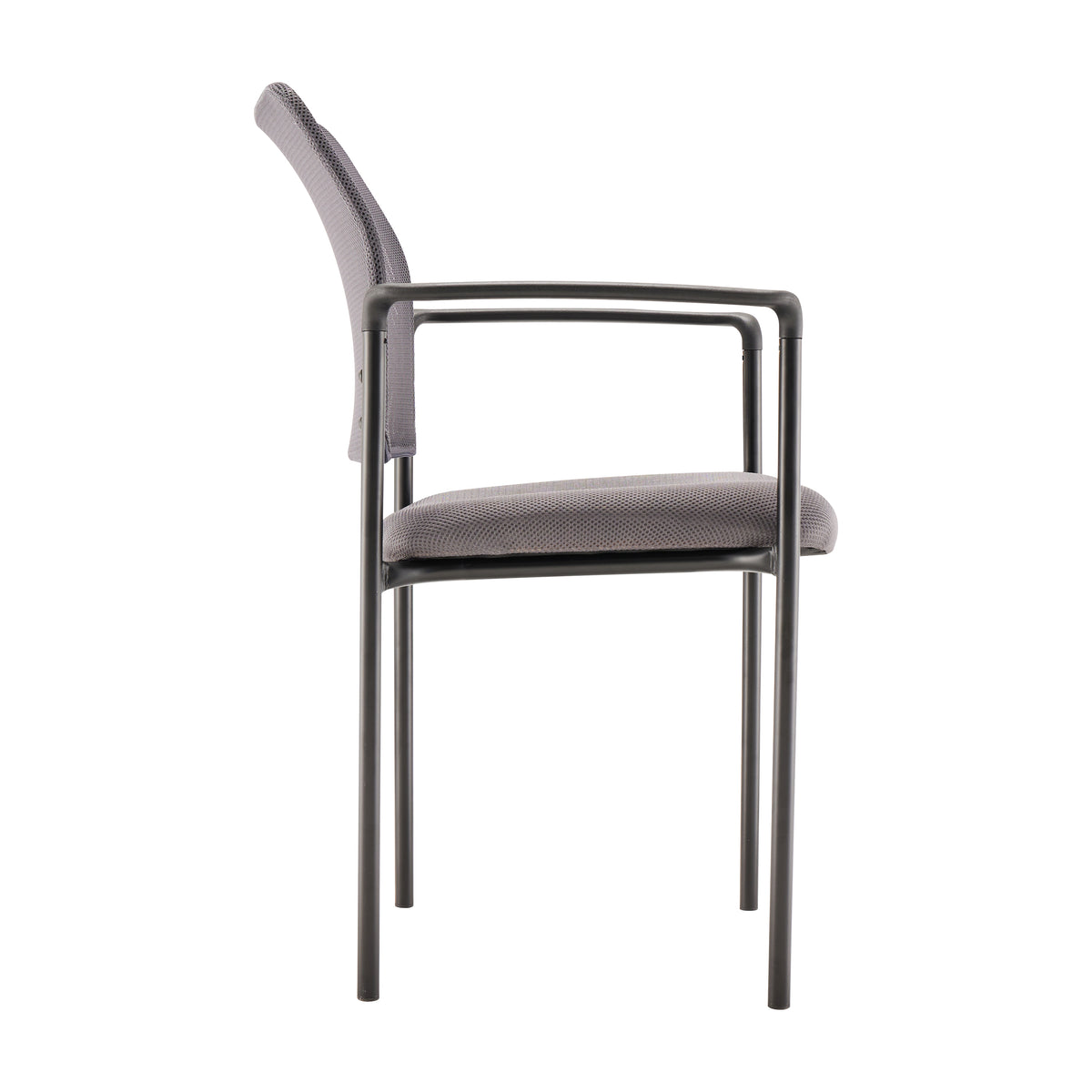 Jana Comfort Gray Mesh Stackable Steel Side Chair with Arms