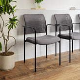 Jana Comfort Gray Mesh Stackable Steel Side Chair with Arms