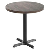 Bennett 30" Round Solid Wood Commercial Table in Dark Brown with 22" x 22" Black X-Base
