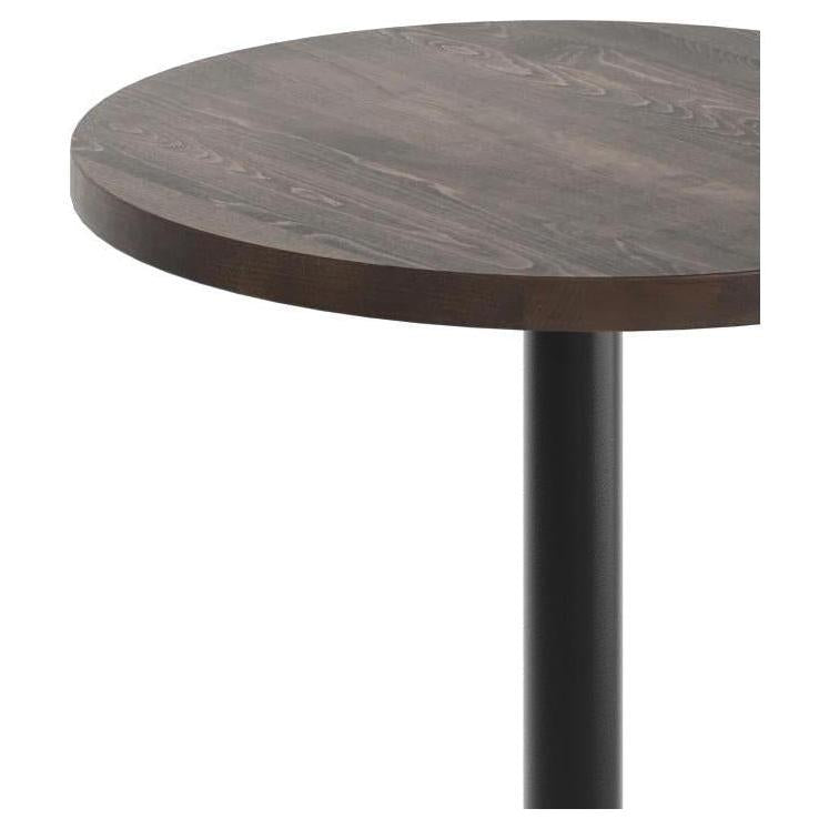 Bennett 30" Round Solid Wood Commercial Table in Dark Brown with 22" x 22" Black X-Base