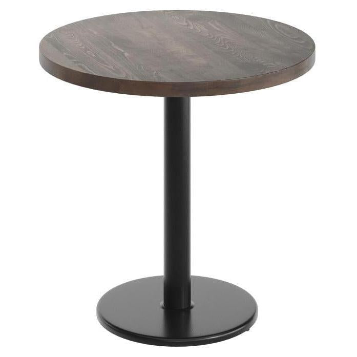 Bennett 30" Round Solid Wood Commercial Table in Dark Brown with 18" Black Round Base