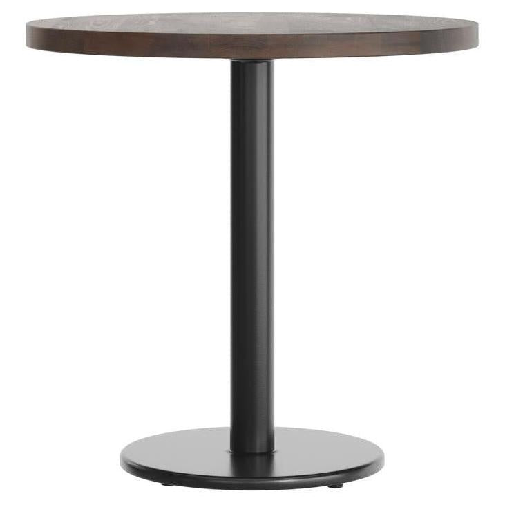 Bennett 30" Round Solid Wood Commercial Table in Dark Brown with 18" Black Round Base