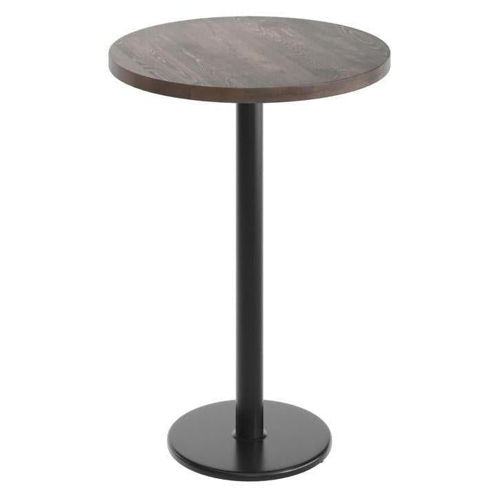 Bennett 30" Round Solid Wood Commercial Table in Dark Brown with 18" Black Round Base