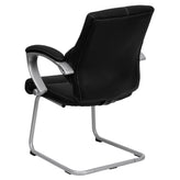 Tristan Black LeatherSoft Executive Side Reception Chair with Silver Sled Base