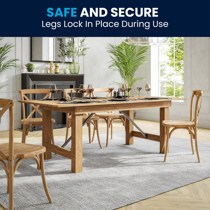 Antique Rustic Solid Pine Folding Farm Table