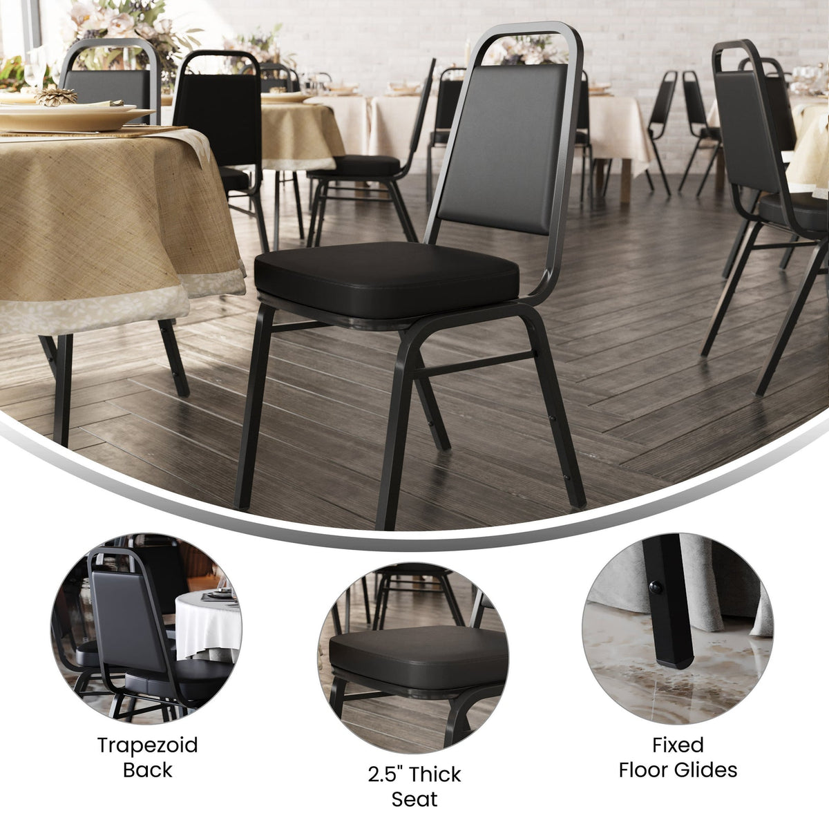 HERCULES Series Trapezoidal Back Stacking Banquet Chair - 2-1/2" Thick Seat