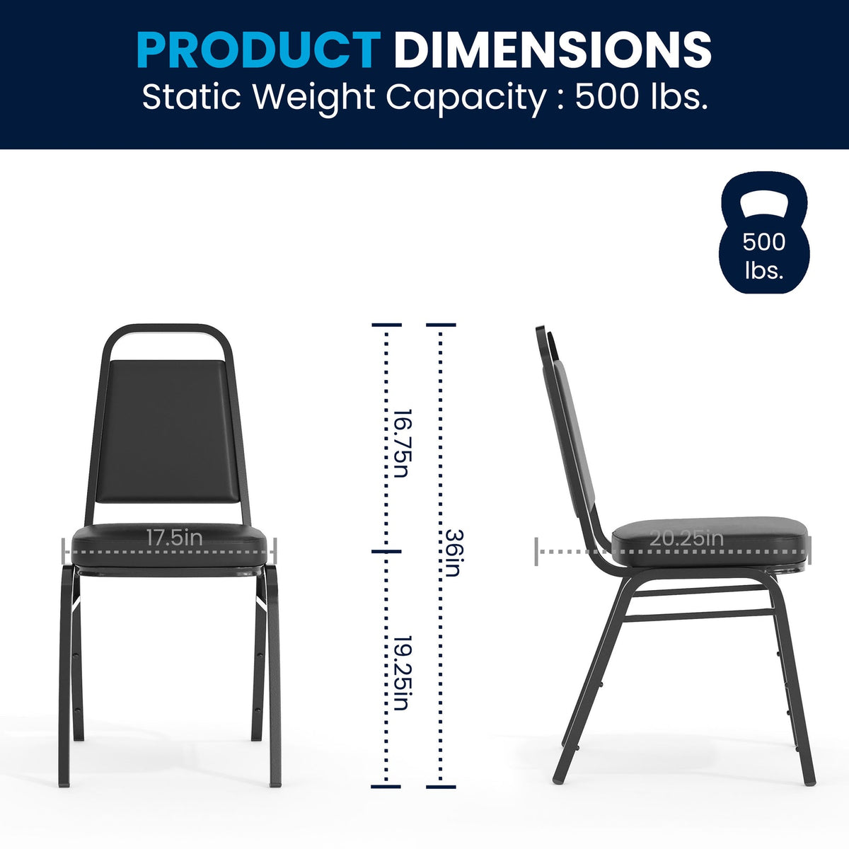 HERCULES Series Trapezoidal Back Stacking Banquet Chair - 2-1/2" Thick Seat