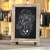 Canterbury 9.5" x 14" Weathered Tabletop Magnetic Chalkboard Sign with Metal Scrolled Legs, Hanging Wall Chalkboard, Countertop Memo Board