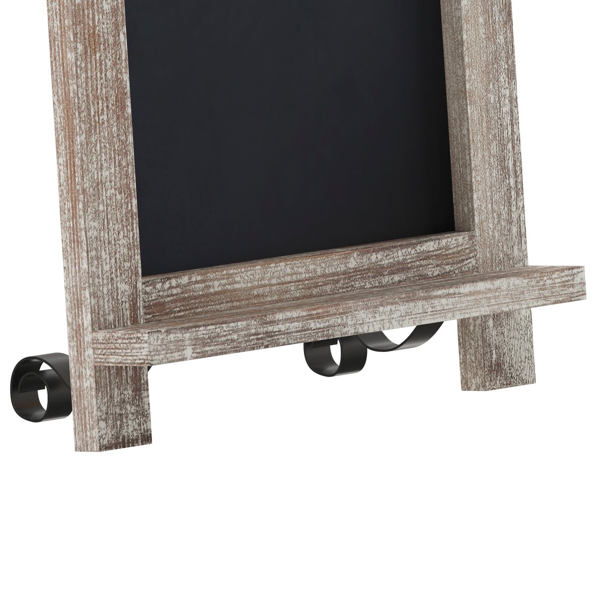 Canterbury 9.5" x 14" Weathered Tabletop Magnetic Chalkboard Sign with Metal Scrolled Legs, Hanging Wall Chalkboard, Countertop Memo Board