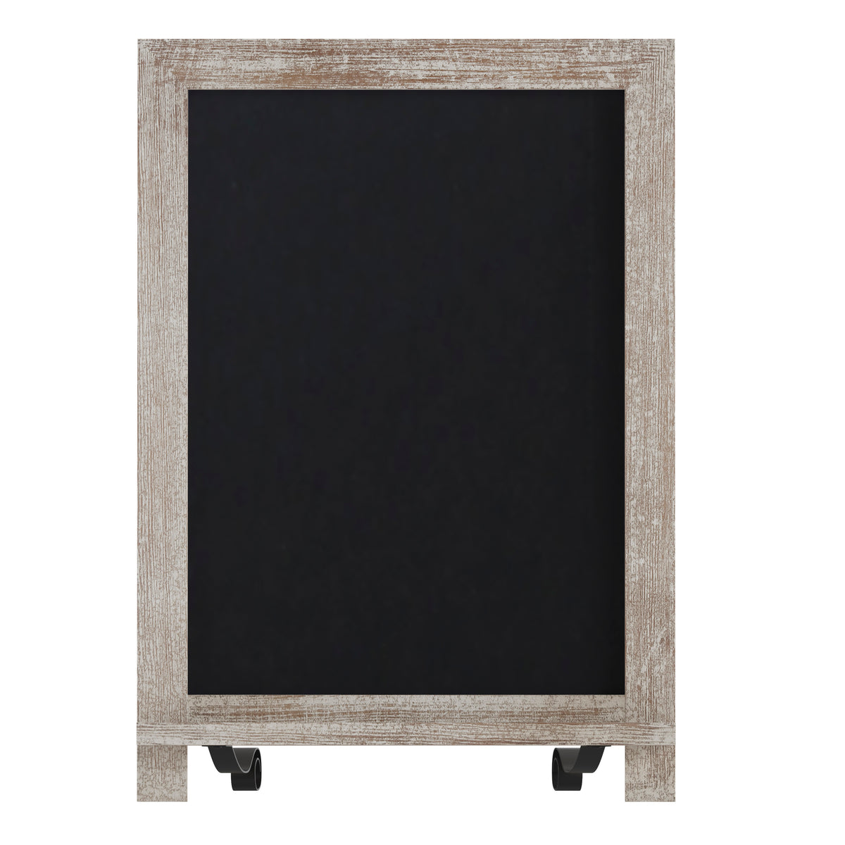 Canterbury 12" x 17" Weathered Tabletop Magnetic Chalkboard Sign with Metal Scrolled Legs, Hanging Wall Chalkboard, Countertop Memo Board