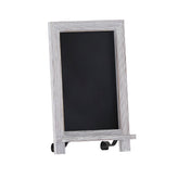 Canterbury 9.5" x 14" Whitewashed Tabletop Magnetic Chalkboard Sign with Metal Scrolled Legs, Hanging Wall Chalkboard, Countertop Memo Board