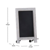 Canterbury 9.5" x 14" Whitewashed Tabletop Magnetic Chalkboard Sign with Metal Scrolled Legs, Hanging Wall Chalkboard, Countertop Memo Board