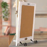 Canterbury 9.5" x 14" Whitewashed Tabletop Magnetic Chalkboard Sign with Metal Scrolled Legs, Hanging Wall Chalkboard, Countertop Memo Board