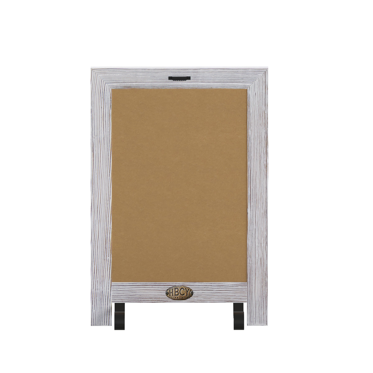Canterbury 9.5" x 14" Whitewashed Tabletop Magnetic Chalkboard Sign with Metal Scrolled Legs, Hanging Wall Chalkboard, Countertop Memo Board