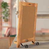 Canterbury 9.5" x 14" Torched Wood Tabletop Magnetic Chalkboard Sign with Metal Scrolled Legs, Hanging Wall Chalkboard, Countertop Memo Board
