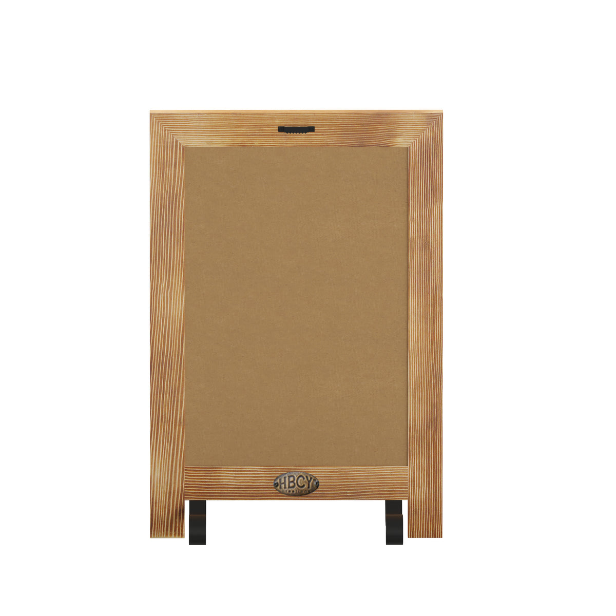 Canterbury 9.5" x 14" Torched Wood Tabletop Magnetic Chalkboard Sign with Metal Scrolled Legs, Hanging Wall Chalkboard, Countertop Memo Board
