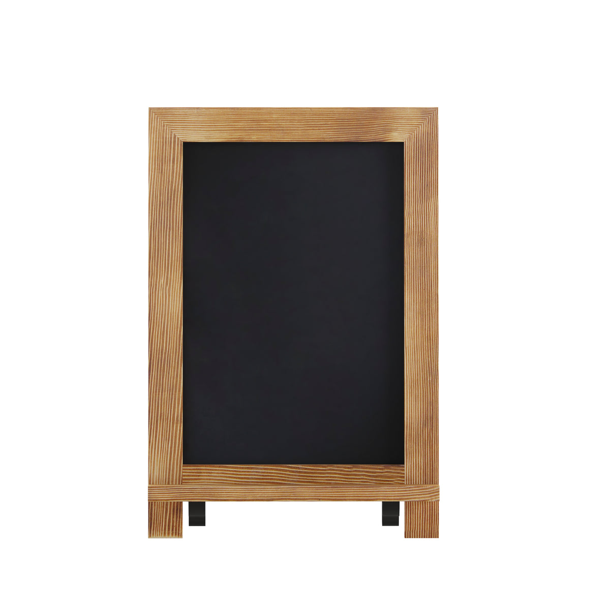 Canterbury 9.5" x 14" Torched Wood Tabletop Magnetic Chalkboard Sign with Metal Scrolled Legs, Hanging Wall Chalkboard, Countertop Memo Board